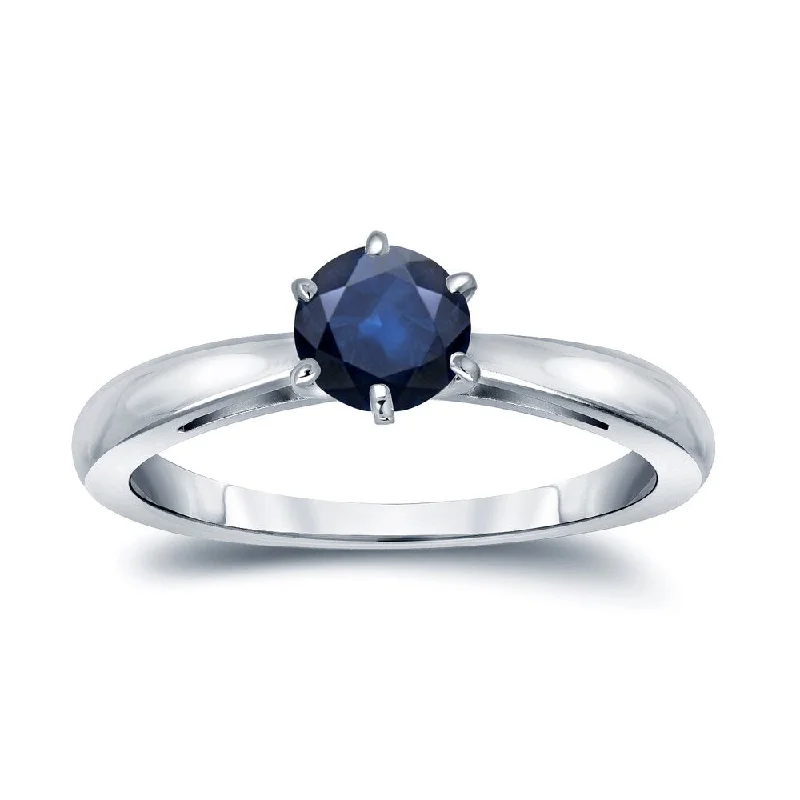 Fashion rings with diamonds for women-Auriya 14k Gold Blue Sapphire Solitaire Engagement Ring 1/4ct TGW