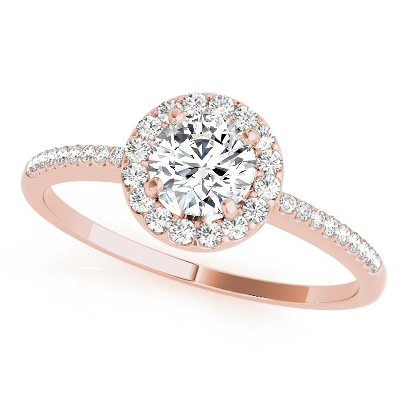 Custom gold rings with initials for men-Auriya 14k-Rose Gold Lab Grown Round Diamond Halo Engagement Ring 0.50 to 5.00 ct. tw. (F-G VS)