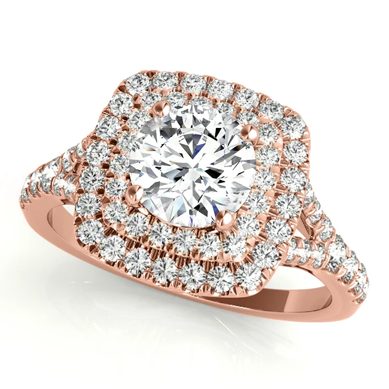 Men’s signet rings with engraving-Auriya 14k-Rose Gold Lab Grown Round Diamond Halo Engagement Ring 0.50 to 5.00 ct. tw. (F-G VS)