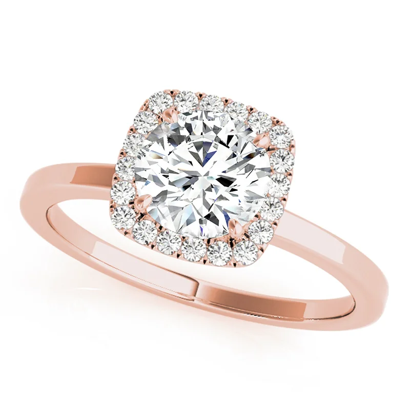 Simple gold rings for women-Auriya 14k-Rose Gold Lab Grown Round Diamond Halo Engagement Ring 0.50 to 5.00 ct. tw. (F-G VS)