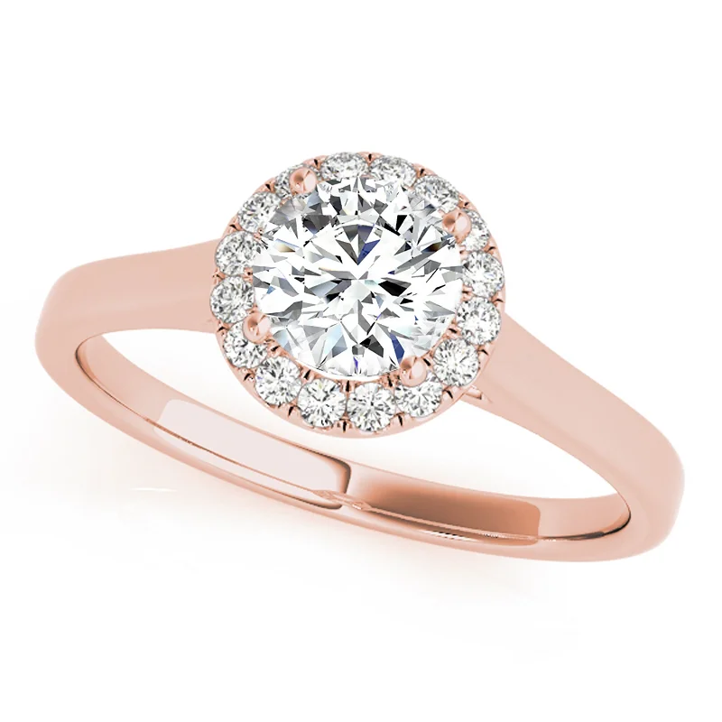 Affordable engagement rings with diamonds-Auriya 14k-Rose Gold Lab Grown Round Diamond Halo Engagement Ring 0.50 to 5.00 ct. tw. (F-G VS)