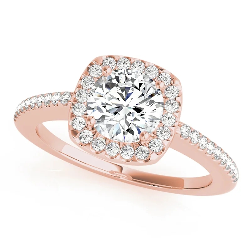 Stackable rings for women-Auriya 14k-Rose Gold Lab Grown Round Diamond Halo Engagement Ring 0.50 to 5.00 ct. tw. (F-G VS)