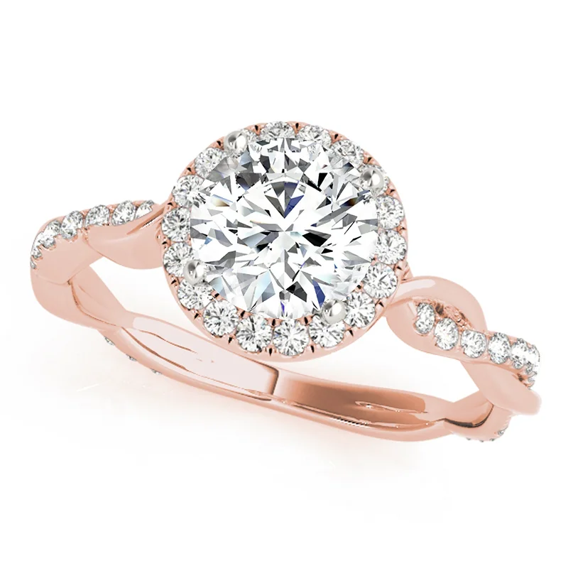 Fashion rings with diamonds for women-Auriya 14k-Rose Gold Lab Grown Round Diamond Halo Engagement Ring 0.50 to 5.00 ct. tw. (F-G VS)