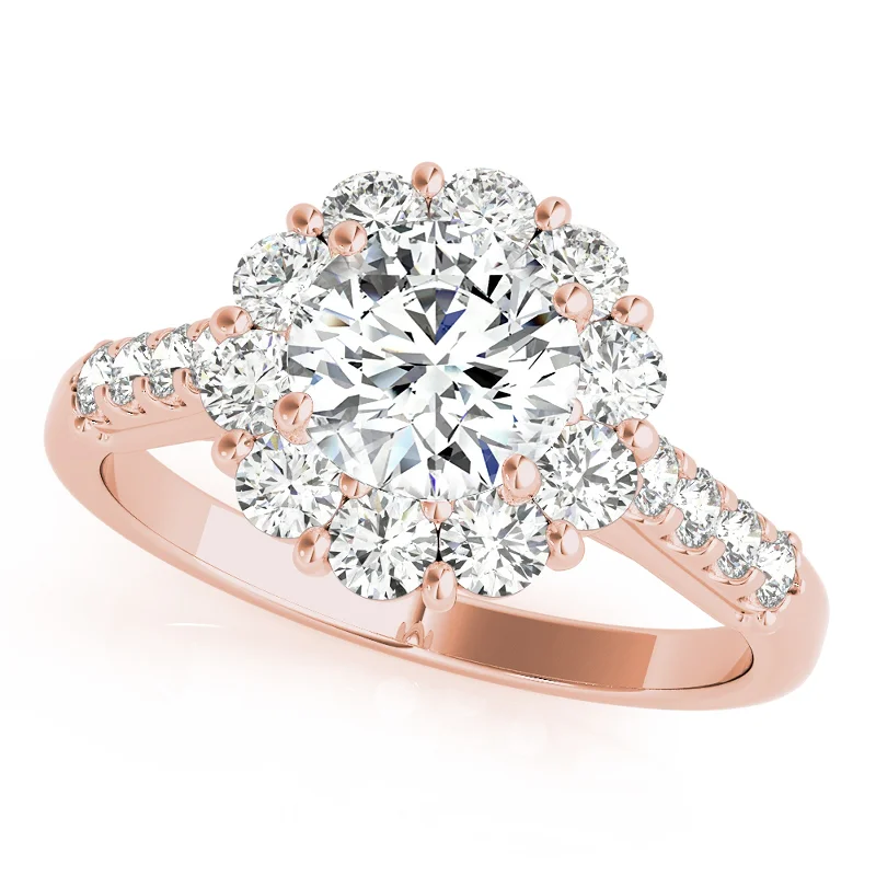 Silver rings with diamonds for women-Auriya 14k-Rose Gold Lab Grown Round Diamond Halo Engagement Ring 0.50 to 5.00 ct. tw. (F-G VS)