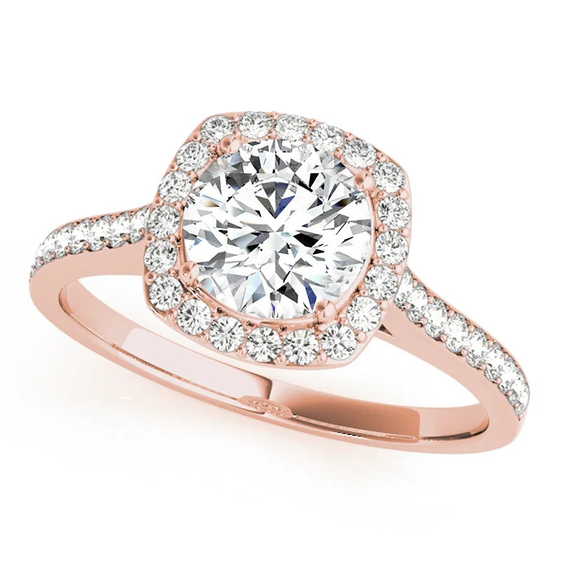 Unique men’s rings with gemstones-Auriya 14k-Rose Gold Lab Grown Round Diamond Halo Engagement Ring 0.50 to 5.00 ct. tw. (F-G VS)