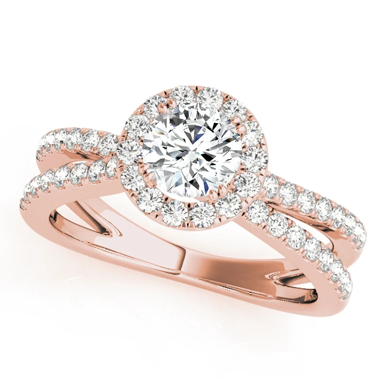 Sterling silver promise rings for her-Auriya 14k Rose Gold Lab Grown Round Diamond Halo Engagement Ring 0.50 to 5.00 ct. tw. (F-G VS)