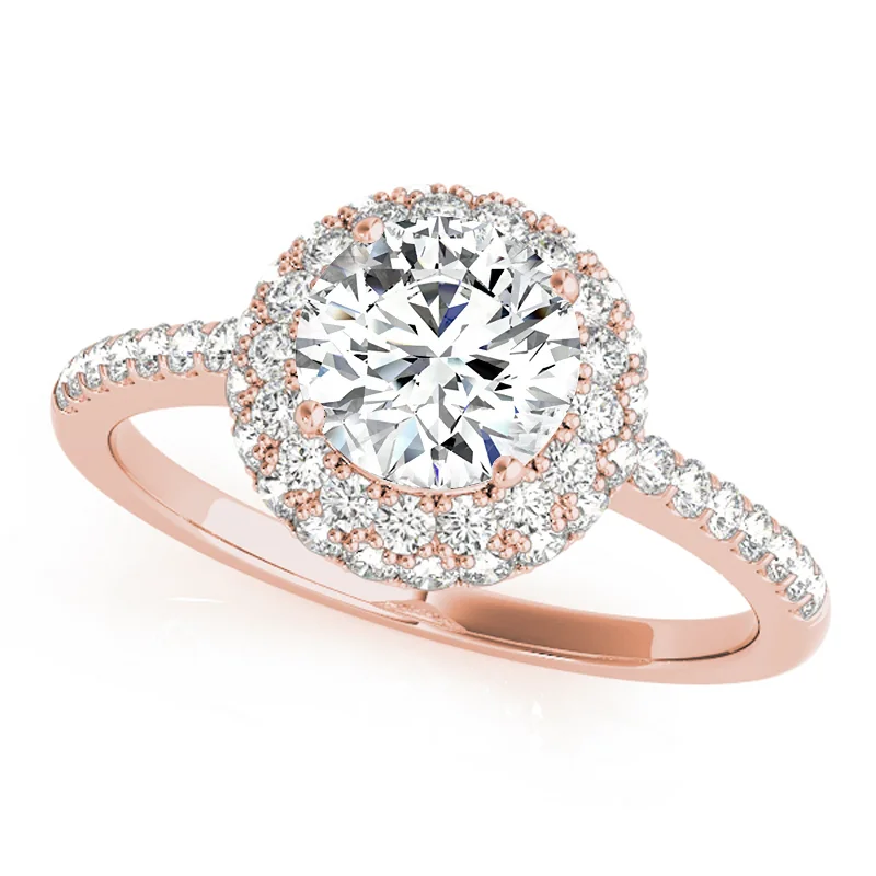 Simple gemstone rings for women-Auriya 14k Rose Gold Lab Grown Round Diamond Halo Engagement Ring 0.50 to 5.00 ct. tw. (F-G VS)