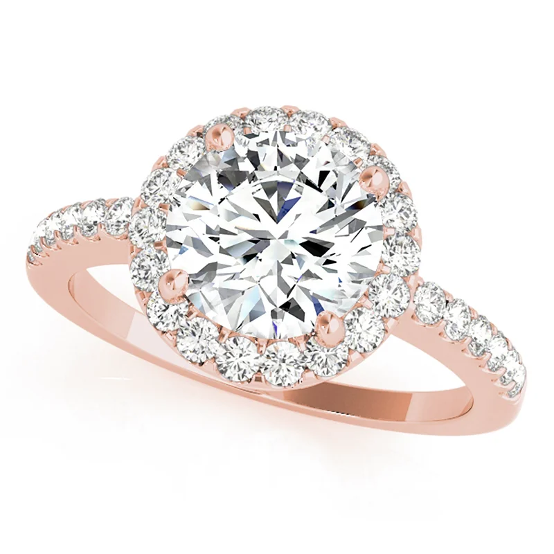 Personalized promise rings for couples-Auriya 14k Rose Gold Lab Grown Round Diamond Halo Engagement Ring 0.50 to 5.00 ct. tw. (F-G VS)