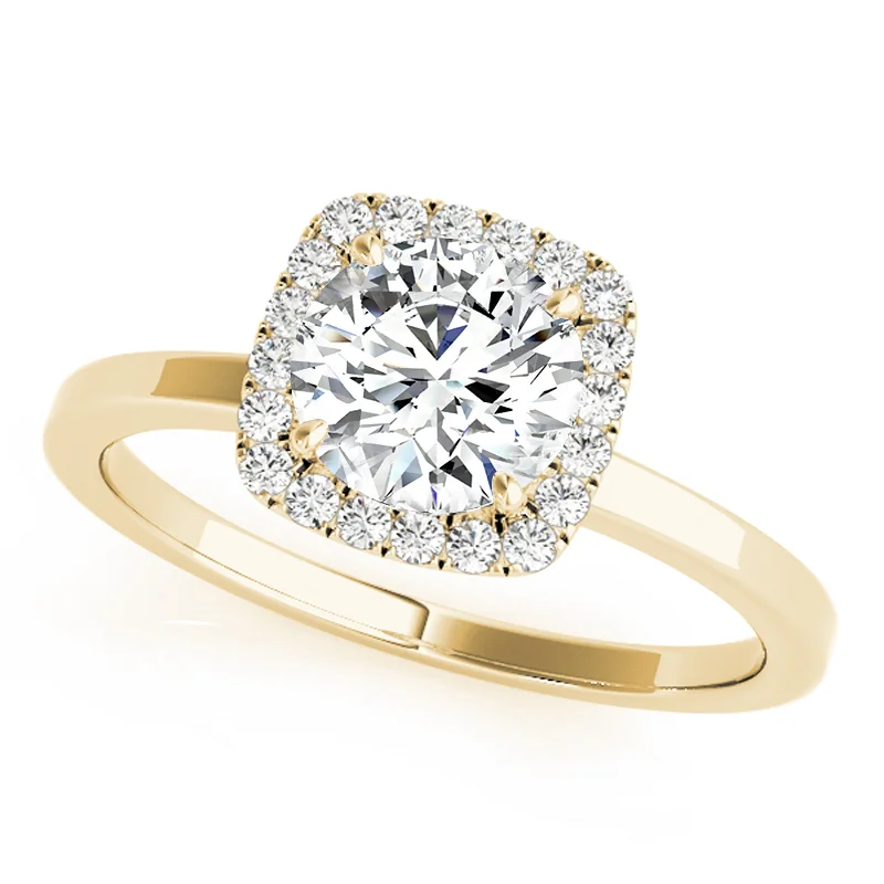 Gold rings with sapphires for women-Auriya 14k-Yellow Gold Lab Grown Round Diamond Halo Engagement Ring 0.50 to 5.00 ct. tw. (F-G VS)