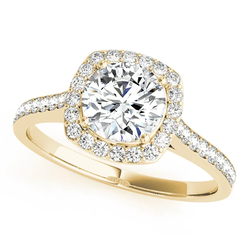 Women’s gold rings with diamonds-Auriya 14k-Yellow Gold Lab Grown Round Diamond Halo Engagement Ring 0.50 to 5.00 ct. tw. (F-G VS)