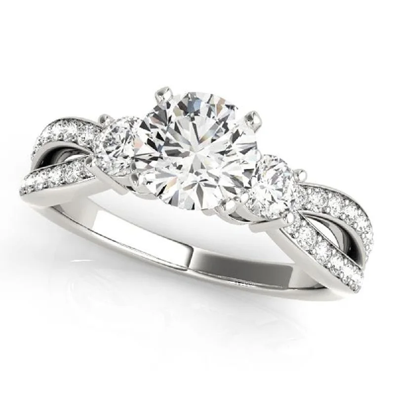 Fashion rings with diamonds for men-Auriya 3-Stone 1/2ct Moissanite and 5/8ctw Diamond Engagement Ring 14K Gold