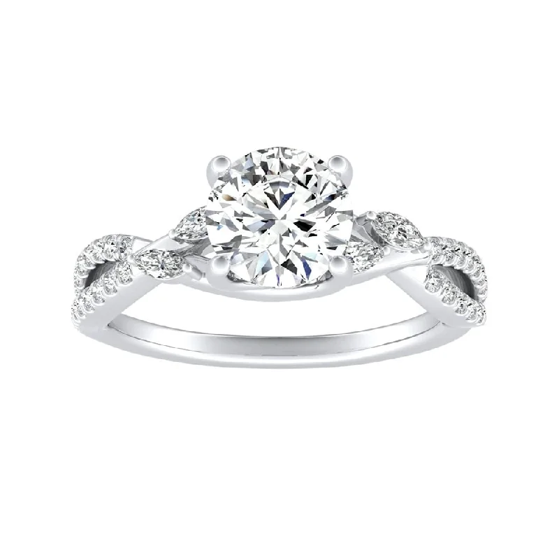 Affordable engagement rings with diamonds-Auriya Infinity Round 1ct Moissanite and 1/8ctw Diamond Engagement Ring 14K Gold