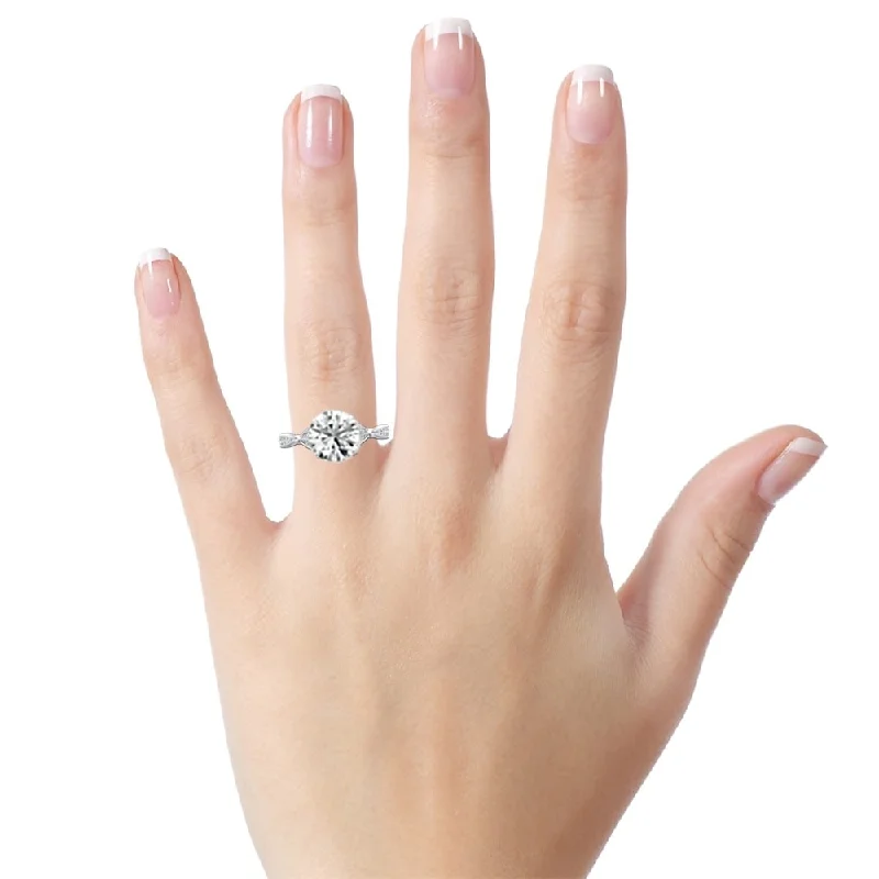 Affordable engagement rings with diamonds-Auriya Vintage Floral 2ct Round Moissanite and 1/4ctw Diamond Engagement Ring 14K Gold