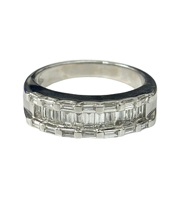 Custom rings for women’s weddings-Baguettes Lady's Diamond Band Ring White Gold 14kt