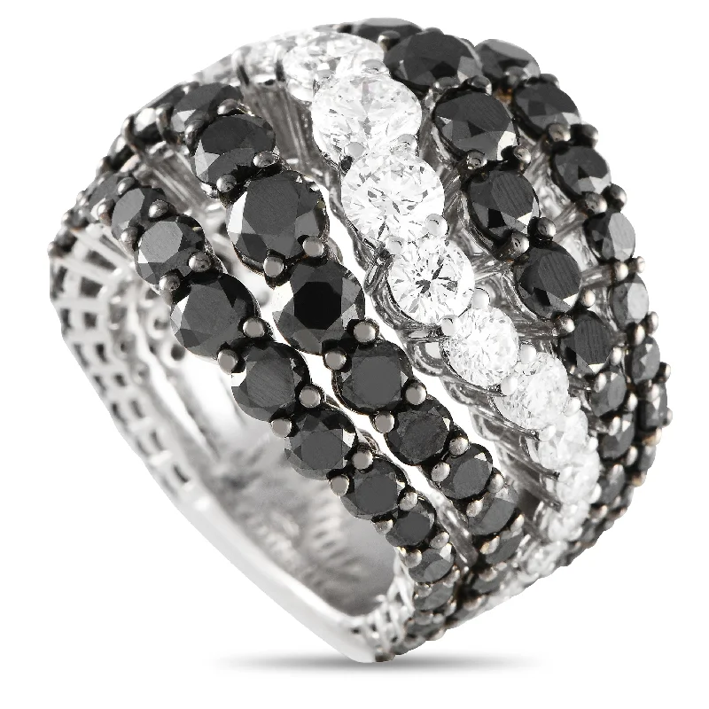 Custom engagement rings with diamonds-Bucherer 18K White Gold 10.86ct Black and White Diamond Ring BU13-071224