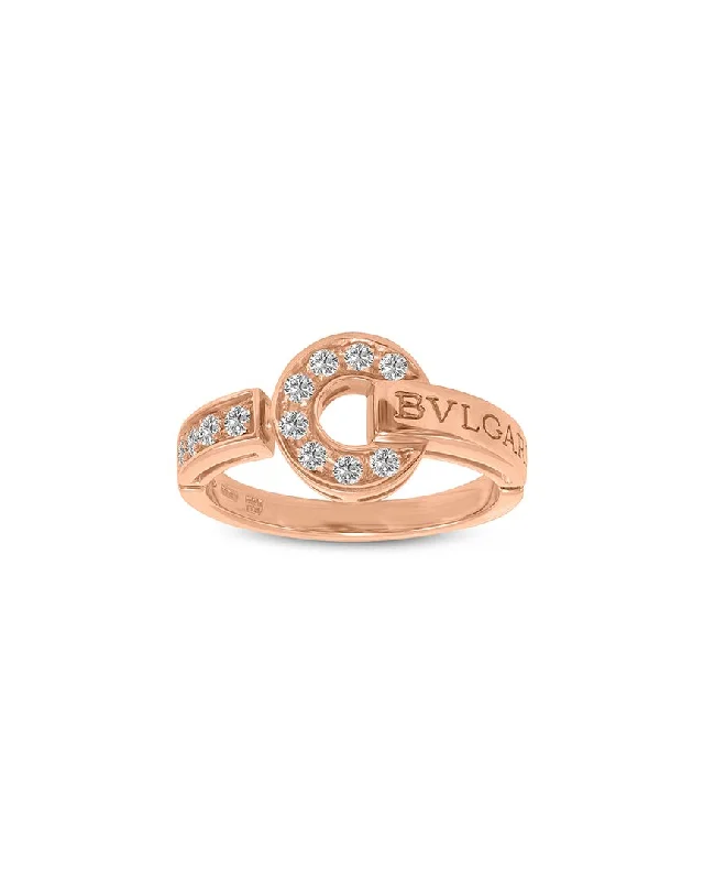 Designer rings with diamonds for women-Bulgari 18K Rose Gold 0.12 ct. tw. Diamond Ring