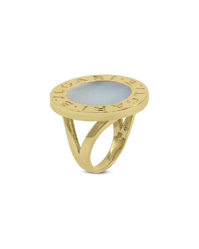 Custom gold engagement rings for women-Bulgari 18K White Chalcedony Ring