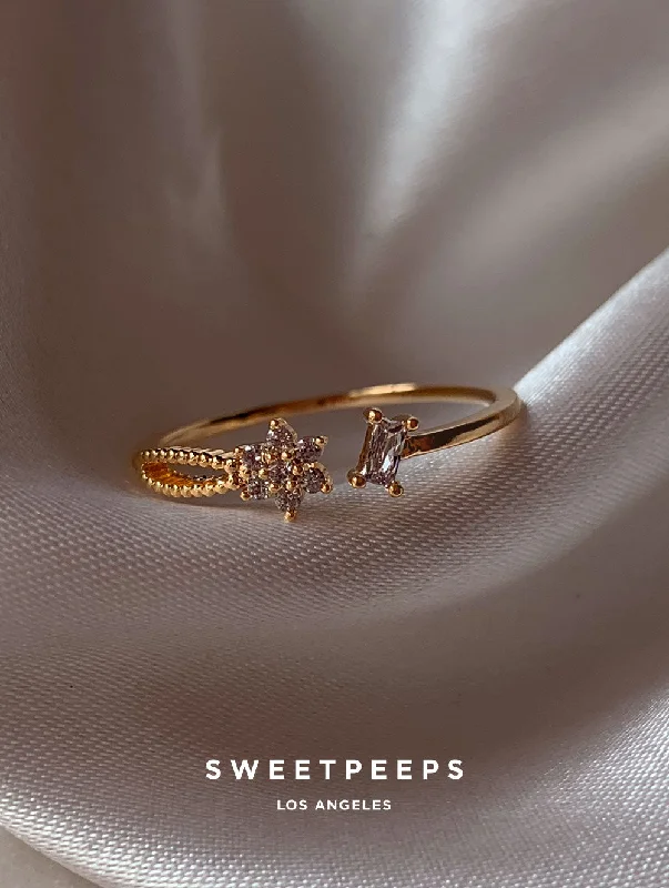 Custom gold wedding rings for women-Clementine Flora Ring