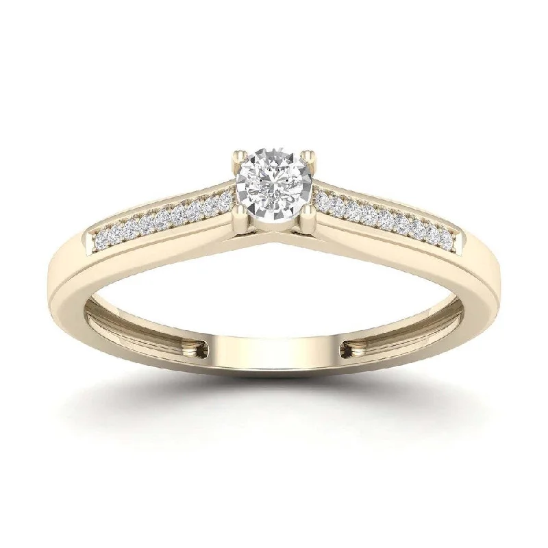 Custom birthstone rings for her-De Couer 1/10ct TDW Diamond Classic Ring (H-I, I2) - Yellow