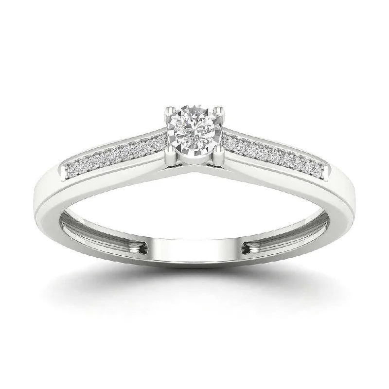 Adjustable engagement rings for women-De Couer 1/10ct TDW Diamond Classic Ring - White