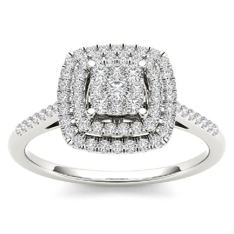 Custom silver rings for men-De Couer 1/4ct TDW Diamond Cluster Ring - White