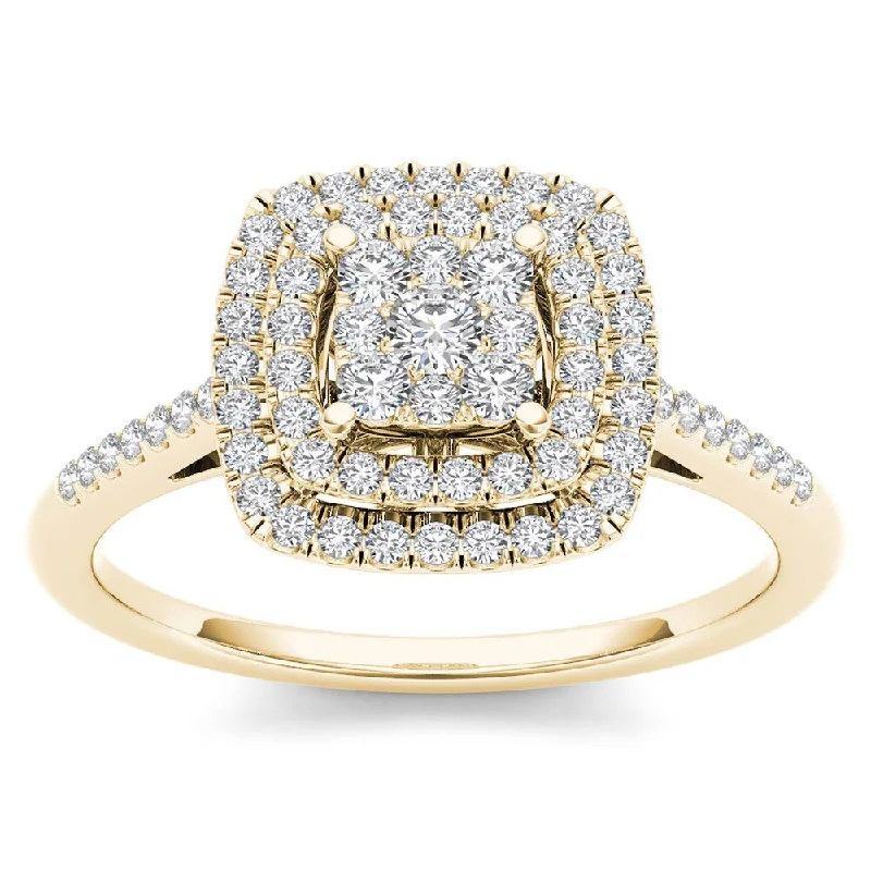 Gold stacking rings for women-De Couer 1/4ct TDW Diamond Cluster Ring - Yellow