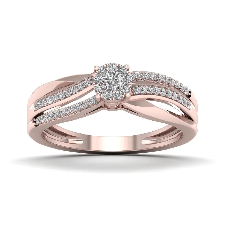 Fashion rings with diamonds for women-De Couer 1/5ct TDW Diamond Split Shank Ring - Pink