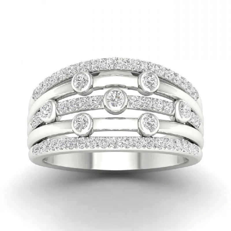 Custom promise rings with engraving-De Couer 10k Gold 1/2ct TDW Diamond Split Shank Ring