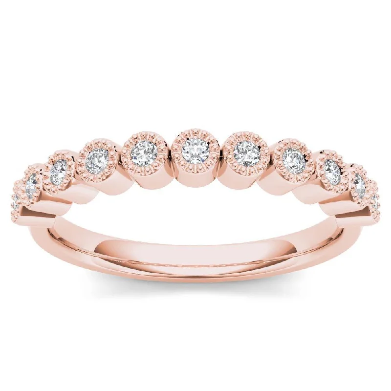 Simple diamond wedding bands for men-De Couer 10k Rose Gold 1/8ct TDW Wedding Band - Pink