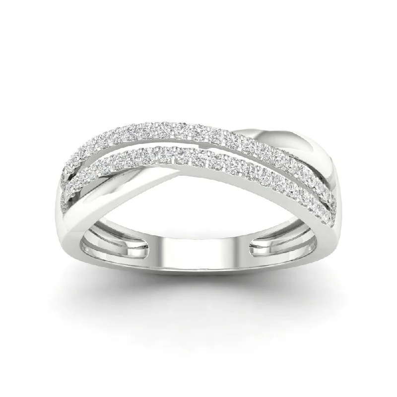 Gold rings with sapphires for women-De Couer 10k White Gold 1/5ct TDW Diamond Fashion Band