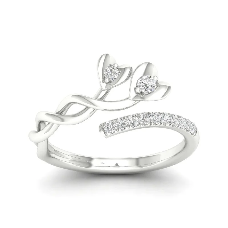 Adjustable engagement rings for women-De Couer 10k White Gold 1/6ct TDW Diamond Heart Promise Ring