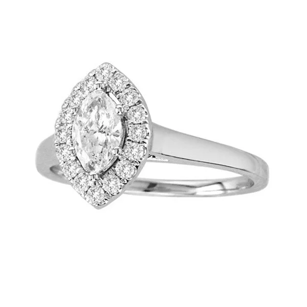 Luxury diamond rings for women-De Couer 14k White Gold 3/4ct TDW Marquise Diamond Ring