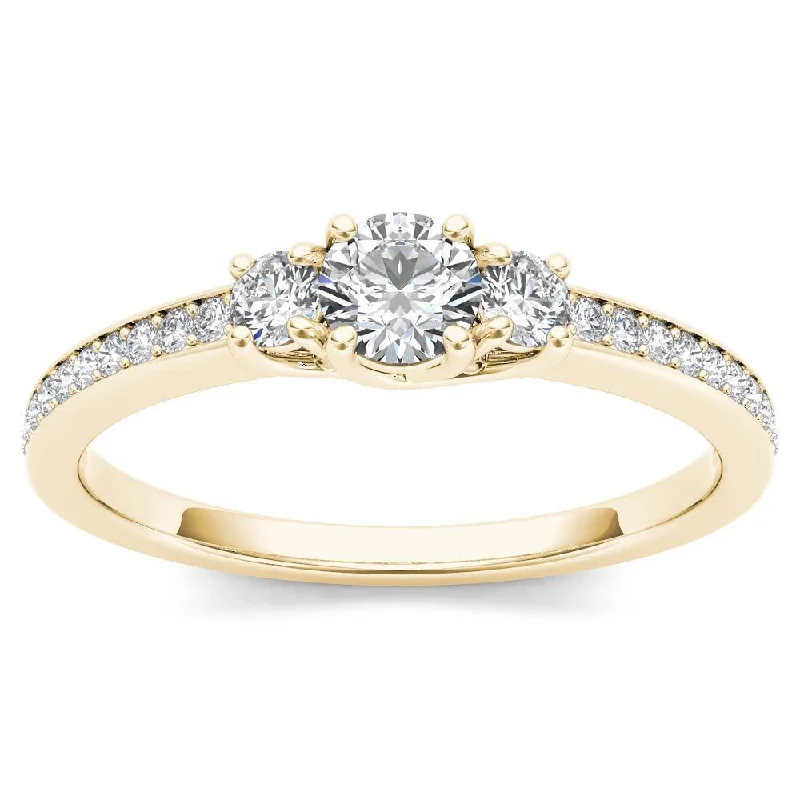 Personalized rings for best friends-De Couer 14k Yellow Gold 1/2ct TDW Diamond Three-Stone Anniversary Ring