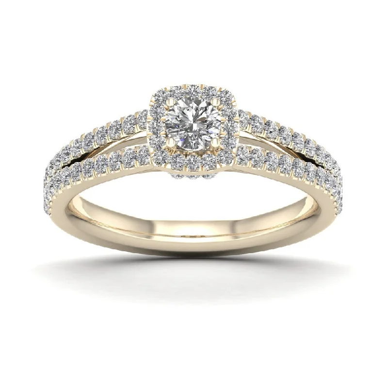 Custom rings for anniversary gifts-De Couer 3/4ct TDW Diamond Split Shank Ring - Yellow