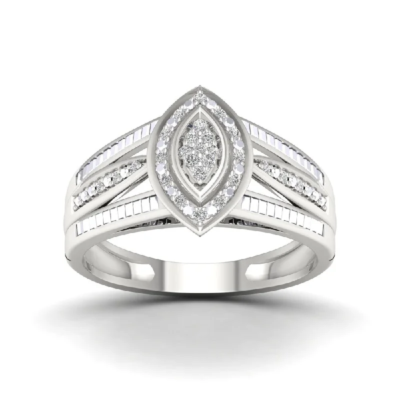 Unique wedding rings for couples-De Couer IGI Certified 1/10ct TDW Diamond Cluster Ring - White