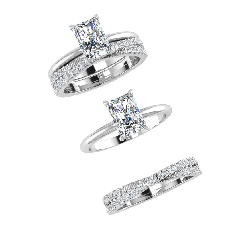 Gold rings with sapphires for women-Diamond Twist Band 0.37 ct. for Emerald Cut Ring