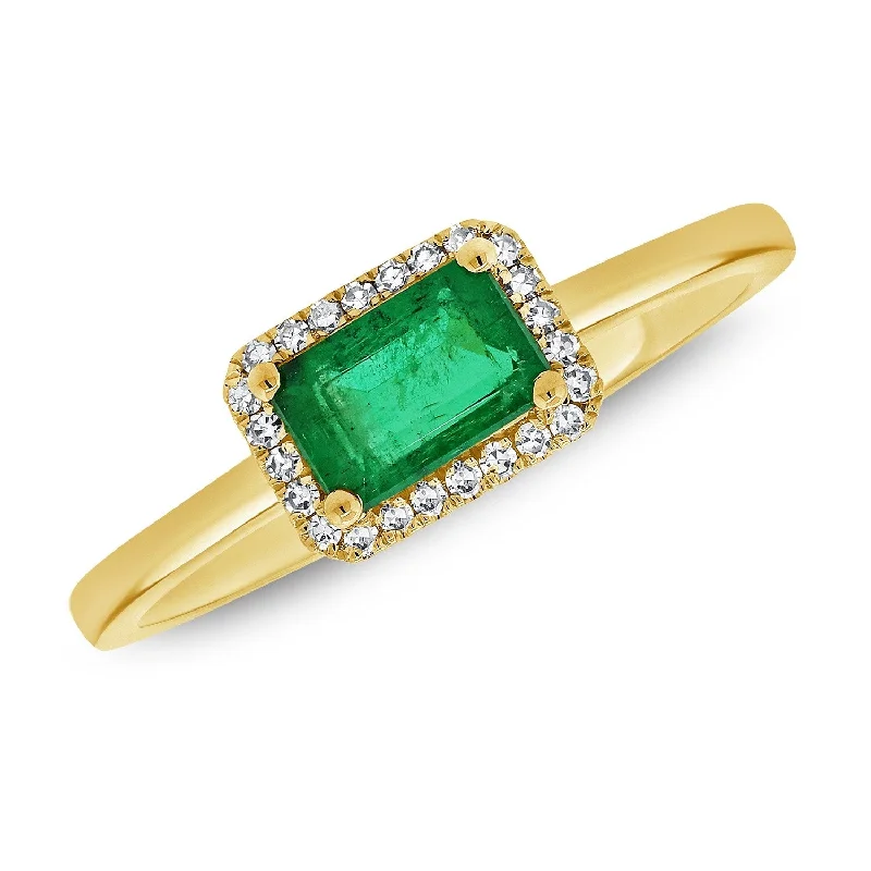 Vintage gold wedding bands for women-Joelle Emerald & Diamond Ring 14K Yellow Gold