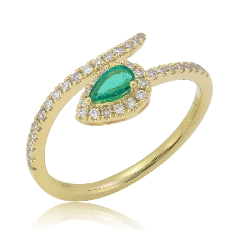 Custom rings with engraving for men-Joelle Emerald & Diamond Ring 18K Yellow Gold