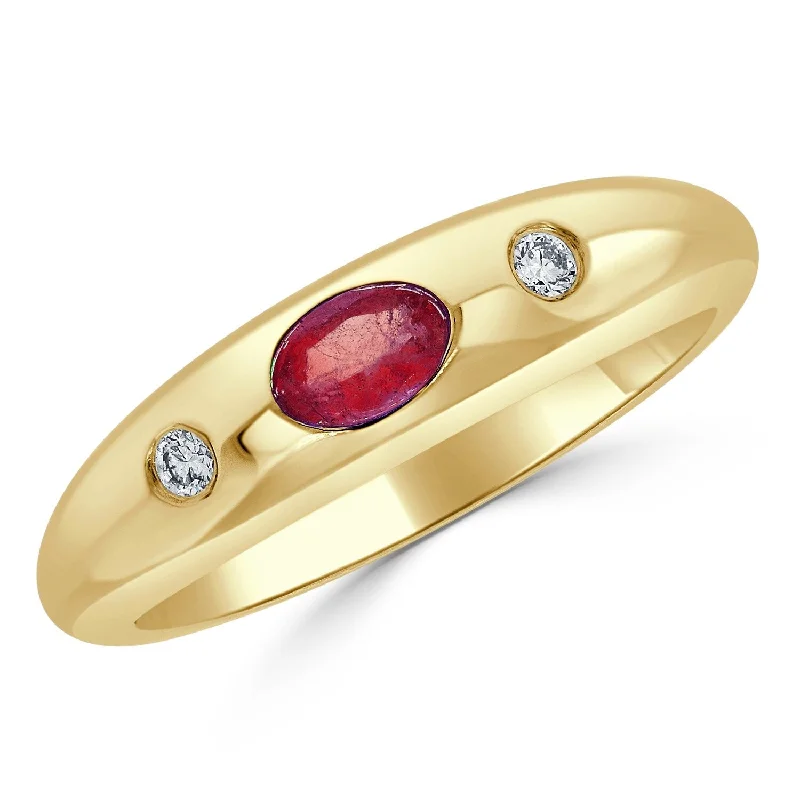 Unique rings with colored stones-Joelle Ruby & Diamond Band 14K Yellow Gold