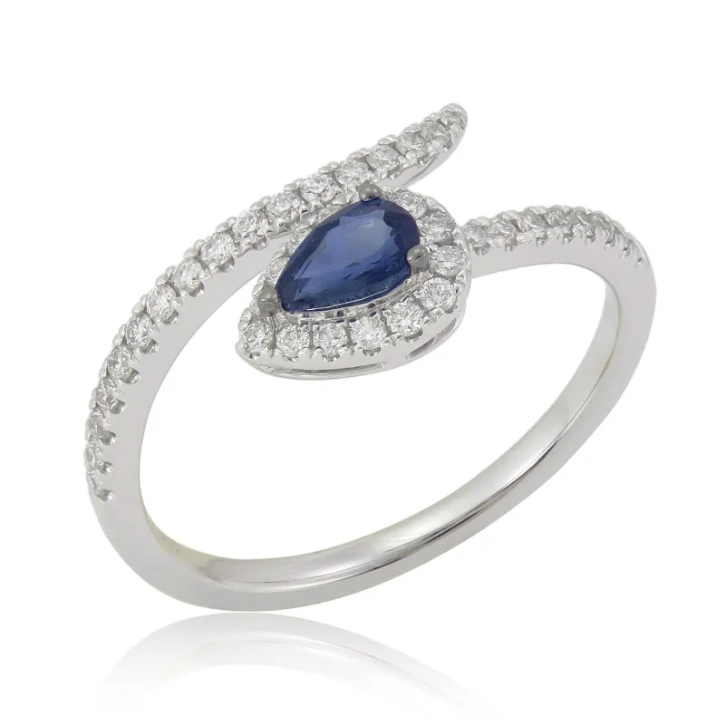 Simple gold rings for women-Joelle Sapphire & Diamond Ring 18K White Gold