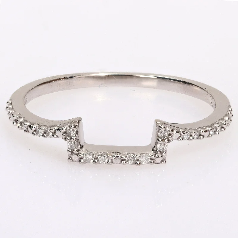 Custom initial rings for women-Miadora 1/10ct TDW Diamond Contour Stackable Wedding Band in 14k White Gold