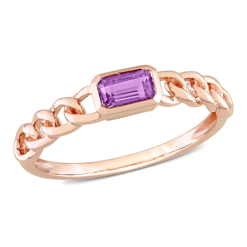 Luxury diamond rings for women-Miadora 1/3ct TGW Octagon Africa Amethyst Link Ring in 10k Rose Gold