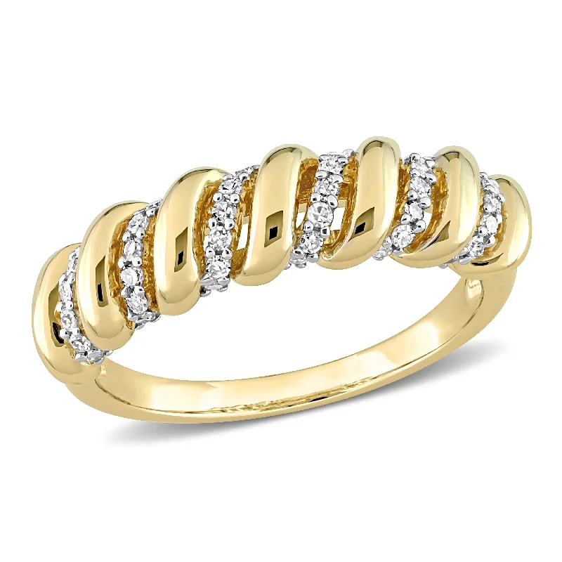 Custom diamond rings for anniversary gifts-Miadora 1/5ct TDW Diamond Swirl Anniversary Band in 14k Yellow Gold