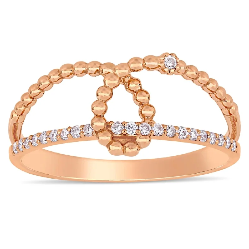 Designer gold rings for women-Miadora 14k Rose Gold 1/10ct TDW Diamond Studded Loop Ring