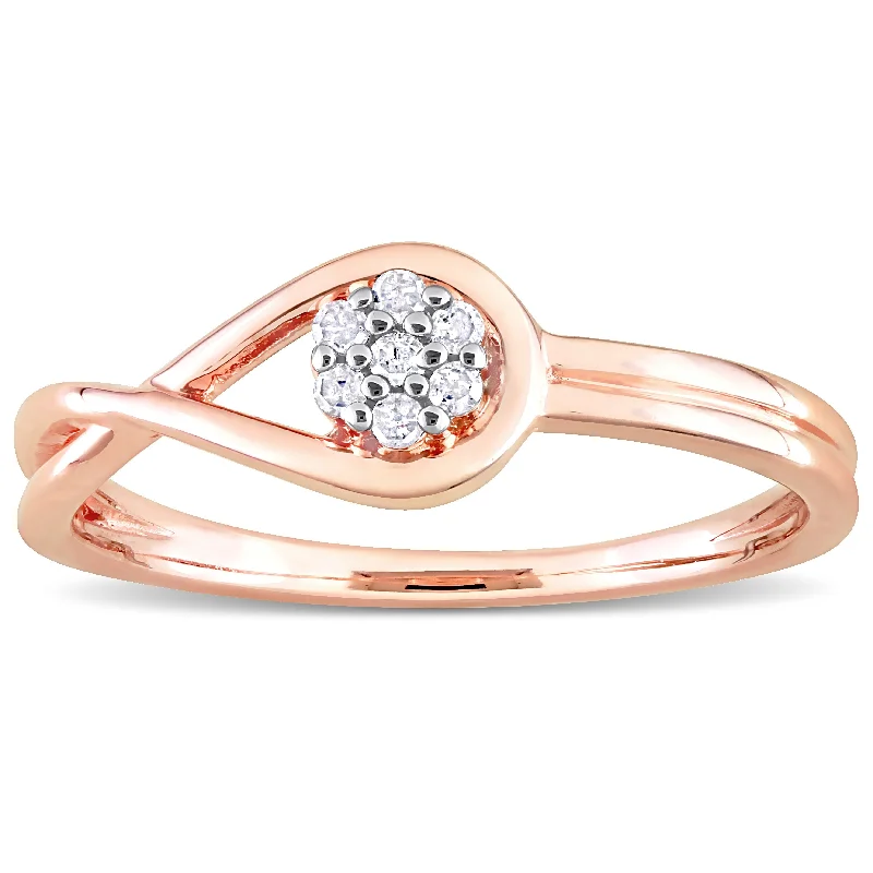 Designer rings with diamonds for women-Miadora Diamond Accent Infinity Promise Ring in Rose Plated Sterling Silver