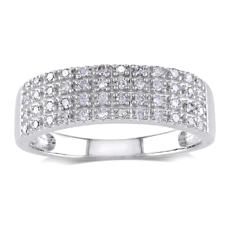 Fashionable rings with pearls for women-Miadora Sterling Silver 1/4ct TDW Pave Diamond Ring