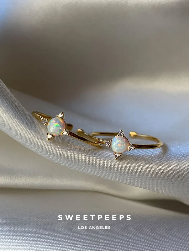 Elegant diamond rings for women-Opal Eyes Ring