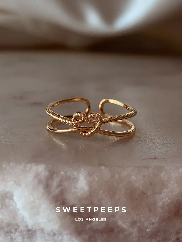 Luxury wedding bands for couples-Pretzel Heart Ring