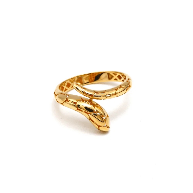 Affordable gold wedding rings for men-Real Gold Luxury Serpenti Viper Snake Ring (Size 6) - Model 0259 R2496