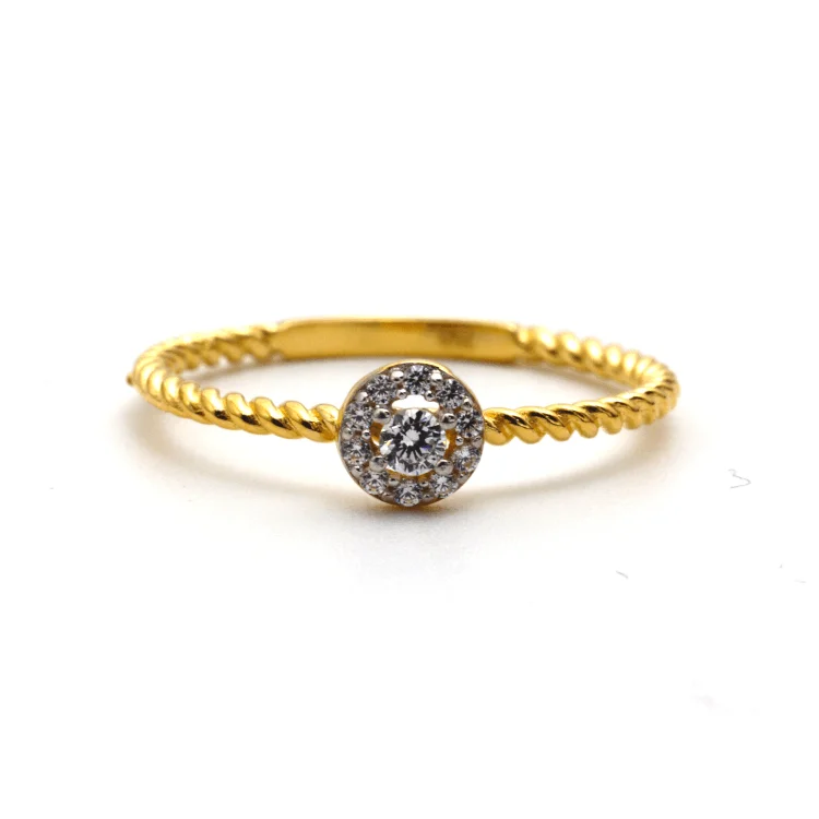 Birthstone rings for women-Real Gold Rope Twisted Luxury Stone Ring 0377 (SIZE 4.5) R2338